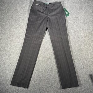 Lauren Ralph Lauren Edita Pinstripe Wool Blend Slim Leg Trousers Grey Size 2 NEW